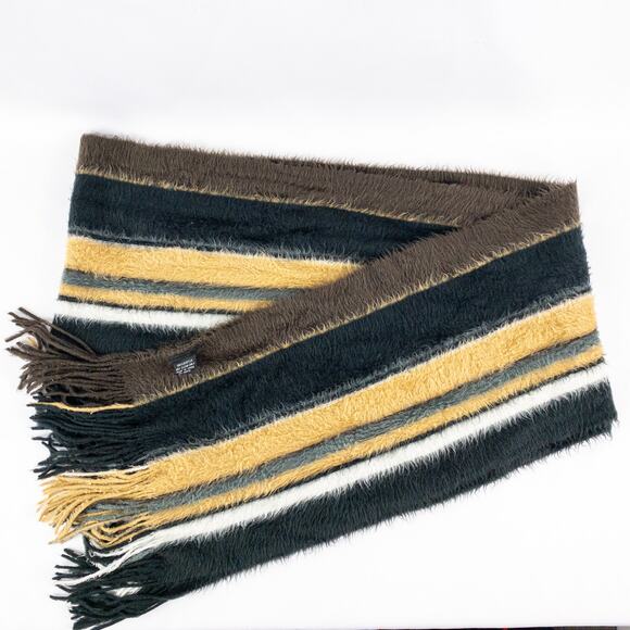 Cejon Brown Black White Striped Soft Scarf Unisex Men Women One Size - Picture 9 of 14